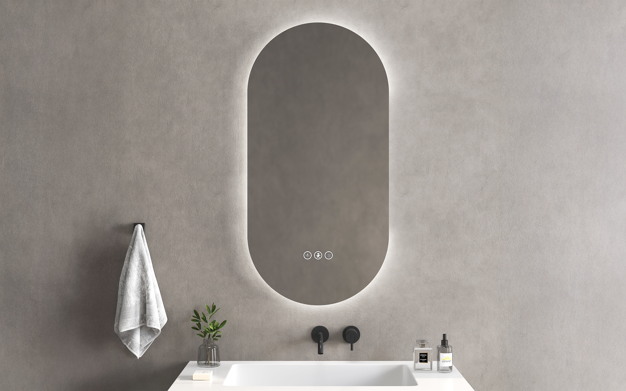 1955-50 Bathroom mirror with LED lights, 50/100 cm  1